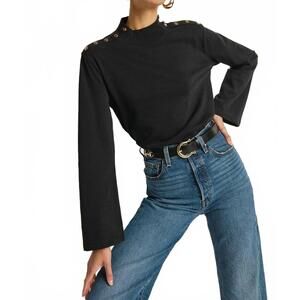 NEW NATION LTD neda long sleeve top in jet black
